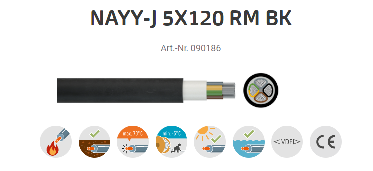 Kabelis NAYY-J 5x120 mm² RM - Helso