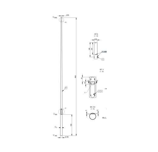 Atrama plieninė cinkuota. kūginė 8,6m (8m 146/60mm) LT