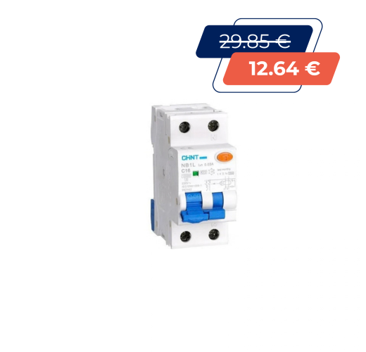 Relė srovės nuotėkio su automatiniu jungikliu 2P C 16A 30mA tipas AC - CHINT NB1L 203019 NB1L1PN30MAA16C